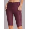 image:imagebaleaf Womens 12 Swim Shorts UPF 50 High Waisted Long Board Shorts with 2 PocketsWine Red