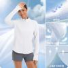 image:imagebaleaf Womens Sun Shirts UPF 50 Lightweight Running Jacket UV Protection Athletic Full Zip Long Sleeve PocketsWhite
