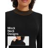 image:imagebaleaf Womens Thermal Tops Winter Long Sleeve Shirts Warm Base Layer Running Gear Mock Neck Clothes WorkoutBlack