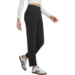 image:imagebaleaf Womens Fleece Lined Pants Winter Thermal Travel Pants Water Resistant Cold Weather Golf Hiking Pockets WorkBlack