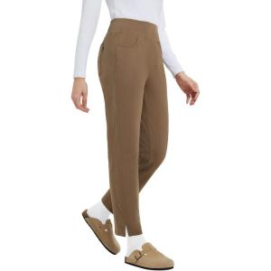 image:imagebaleaf Womens Fleece Lined Pants Winter Thermal Travel Pants Water Resistant Cold Weather Golf Hiking Pockets WorkBrown