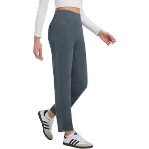 image:imagebaleaf Womens Fleece Lined Pants Winter Thermal Travel Pants Water Resistant Cold Weather Golf Hiking Pockets WorkDark Gray