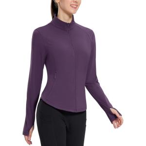 image:imagebaleaf Womens Fleece Running Jacket Water Resistant Full Zip Winter Cold Weather Gear Thermal Cycling Workout JacketsBpurple