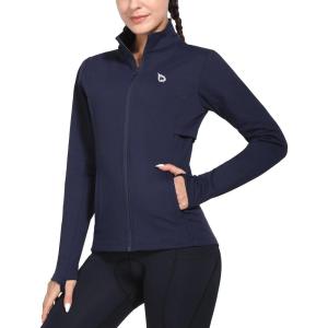 image:imagebaleaf Womens Fleece Running Jacket Water Resistant Full Zip Winter Cold Weather Gear Thermal Cycling Workout JacketsDark Blue