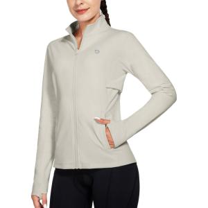 image:imagebaleaf Womens Fleece Running Jacket Water Resistant Full Zip Winter Cold Weather Gear Thermal Cycling Workout JacketsOatmeal Pink