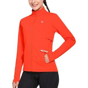 image:imagebaleaf Womens Fleece Running Jacket Water Resistant Full Zip Winter Cold Weather Gear Thermal Cycling Workout JacketsOrange