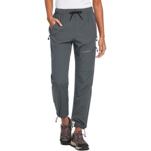 image:imagebaleaf Womens Hiking Pants Quick Dry Lightweight Water Resistant Elastic Waist Cargo Pants for All Seasons27dark Gray