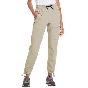 image:imagebaleaf Womens Hiking Pants Quick Dry Lightweight Water Resistant Elastic Waist Cargo Pants for All Seasons27suntan