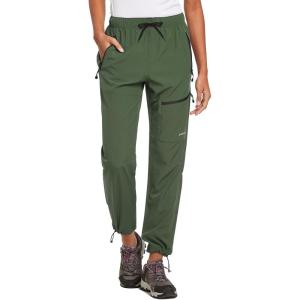 image:imagebaleaf Womens Hiking Pants Quick Dry Lightweight Water Resistant Elastic Waist Cargo Pants for All Seasons29army Green