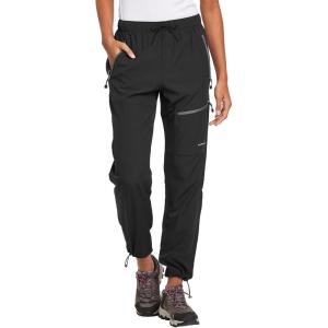 image:imagebaleaf Womens Hiking Pants Quick Dry Lightweight Water Resistant Elastic Waist Cargo Pants for All Seasons29black