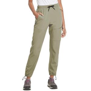 image:imagebaleaf Womens Hiking Pants Quick Dry Lightweight Water Resistant Elastic Waist Cargo Pants for All Seasons29light Green