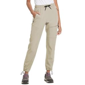 image:imagebaleaf Womens Hiking Pants Quick Dry Lightweight Water Resistant Elastic Waist Cargo Pants for All Seasons29suntan
