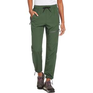 image:imagebaleaf Womens Hiking Pants Quick Dry Lightweight Water Resistant Elastic Waist Cargo Pants for All Seasons31army Green