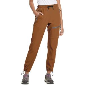 image:imagebaleaf Womens Hiking Pants Quick Dry Lightweight Water Resistant Elastic Waist Cargo Pants for All Seasons31caramel