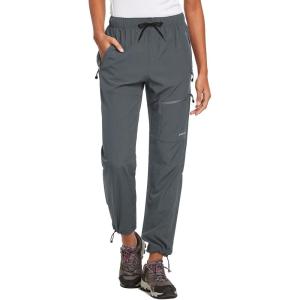 image:imagebaleaf Womens Hiking Pants Quick Dry Lightweight Water Resistant Elastic Waist Cargo Pants for All Seasons31dark Gray