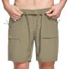 image:imagebaleaf Mens 7 Casual Shorts for Summer Elastic Waist Quick Dry Lightweight Short with Cargo Hiking FishingSage