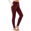 image:imagebaleaf Winter Clothing Women Leggings Fleece Lined Tights Thermal Warm Thick Cold Weather Gear 1 PocketsRuby Wine