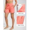 image:imagebaleaf Womens 5 Swim Board Shorts High Waisted Quick Dry UPF 50 Swimsuit Swimming Bottoms with Boxer Liner Zipper PocketsPink