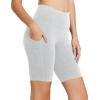 image:imagebaleaf Womens 8 5 3 Biker Shorts High Waist Yoga Workout Gym Running Volleyball Spandex Shorts with PocketsLight Greyclassic
