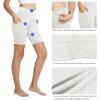 image:imagebaleaf Womens 8 5 3 Biker Shorts High Waist Yoga Workout Gym Running Volleyball Spandex Shorts with PocketsWhiteclassic