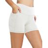 image:imagebaleaf Womens 8 5 3 Biker Shorts High Waist Yoga Workout Gym Running Volleyball Spandex Shorts with PocketsWhiteclassic