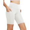 image:imagebaleaf Womens 8 5 3 Biker Shorts High Waist Yoga Workout Gym Running Volleyball Spandex Shorts with PocketsWhiteclassic