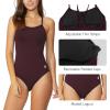 image:imagebaleaf Womens Athletic Training Adjustable Strap One Piece SwimsuitWine Red