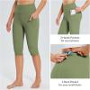 image:imagebaleaf Womens Capri Leggings with Pockets High Waisted Knee Length Capris Stretch for Casual Yoga Pants Workout ExerciseArmy Green