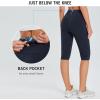 image:imagebaleaf Womens Capri Leggings with Pockets High Waisted Knee Length Capris Stretch for Casual Yoga Pants Workout ExerciseBlacknavy Blue