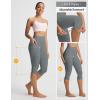 image:imagebaleaf Womens Capri Leggings with Pockets High Waisted Yoga Capris Pants Tummy Control Workout CasualDark Gray