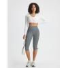 image:imagebaleaf Womens Capri Leggings with Pockets High Waisted Yoga Capris Pants Tummy Control Workout CasualDark Gray