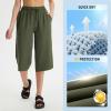 image:imagebaleaf Womens Capri Pants Wide Leg Plus Size UPF50 Lightweight Quick Dry Pants Casual Loose Sweatpants Hiking Walking17 Capris  Dark Army Green