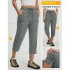 image:imagebaleaf Womens Capri Pants with Zipper Pockets Lightweight Quick Dry Water Resistant Hiking Travel Capris Pants Casual SummerDark Gray