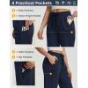 image:imagebaleaf Womens Capri Pants with Zipper Pockets Lightweight Quick Dry Water Resistant Hiking Travel Capris Pants Casual SummerNavy Blue