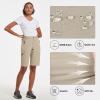 image:imagebaleaf Womens Long Hiking Bermuda Shorts Quick Dry Summer Golf Shorts Lightweight with Pockets UPF 50 for Camping Work2khaki