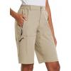 image:imagebaleaf Womens Long Hiking Bermuda Shorts Quick Dry Summer Golf Shorts Lightweight with Pockets UPF 50 for Camping Work2khaki
