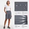 image:imagebaleaf Womens Long Hiking Bermuda Shorts Quick Dry Summer Golf Shorts Lightweight with Pockets UPF 50 for Camping Work4dark Grey