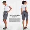 image:imagebaleaf Womens Long Hiking Bermuda Shorts Quick Dry Summer Golf Shorts Lightweight with Pockets UPF 50 for Camping Work4dark Grey