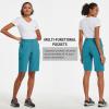 image:imagebaleaf Womens Long Hiking Bermuda Shorts Quick Dry Summer Golf Shorts Lightweight with Pockets UPF 50 for Camping Work6blue
