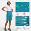 image:imagebaleaf Womens Long Hiking Bermuda Shorts Quick Dry Summer Golf Shorts Lightweight with Pockets UPF 50 for Camping Work6blue