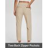 image:imagebaleaf Womens Travel Pants Lightweight Stretch with Zipper Pockets Petite Ankle Dressy Golf Work Business Casual SlacksKhaki