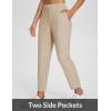 image:imagebaleaf Womens Travel Pants Lightweight Stretch with Zipper Pockets Petite Ankle Dressy Golf Work Business Casual SlacksKhaki