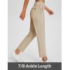 image:imagebaleaf Womens Travel Pants Lightweight Stretch with Zipper Pockets Petite Ankle Dressy Golf Work Business Casual SlacksKhaki