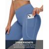image:imagebaleaf Womens V Crossover Flare Leggings with Pockets Yoga Pants High Waist Casual Workout Gym Bell Bottom LeggingsLight Blue