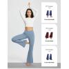 image:imagebaleaf Womens V Crossover Flare Leggings with Pockets Yoga Pants High Waist Casual Workout Gym Bell Bottom LeggingsLight Blue