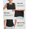 image:imagebaleaf Womens Workout Tank Tops Open Back Yoga Top High Neck Sleeveless Shirts Running Loose Fit Athletic GymBlack