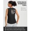 image:imagebaleaf Womens Workout Tank Tops Open Back Yoga Top High Neck Sleeveless Shirts Running Loose Fit Athletic GymBlack