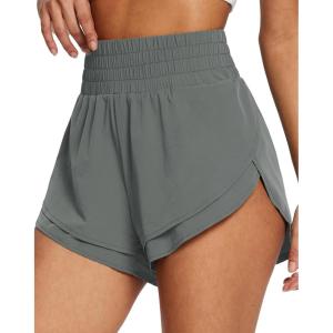 image:imagebaleaf Womens 3 Workout Shorts High Waisted Athletic Running Shorts with Liner Sports Lightweight Quick DryAgrey