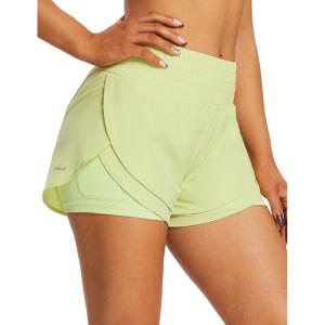 image:imagebaleaf Womens 3 Workout Shorts High Waisted Athletic Running Shorts with Liner Sports Lightweight Quick DryBgreen