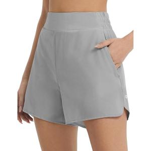 image:imagebaleaf Womens 3 Workout Shorts High Waisted Athletic Running Shorts with Liner Sports Lightweight Quick DryGray
